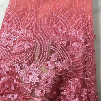 

African Net Bead Lace Fabric 2019 High Quality Velvet Fabric Embroidered Stones Lace For Needlework Ribbons And Lace For Sewing