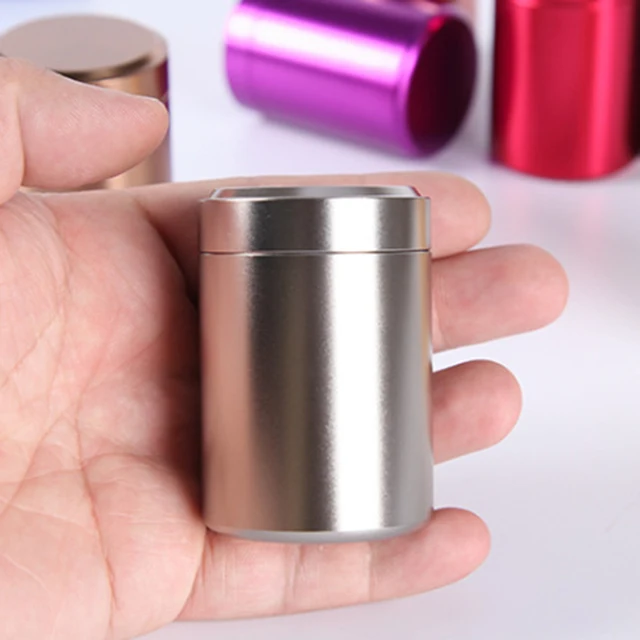 1 Beállított S Méretű Utazási Tea Caddy Alumínium Ötvözet Hordozható Légmentesen Tárolható A Konténer Illata Véletlenszerű Színek - Image 2