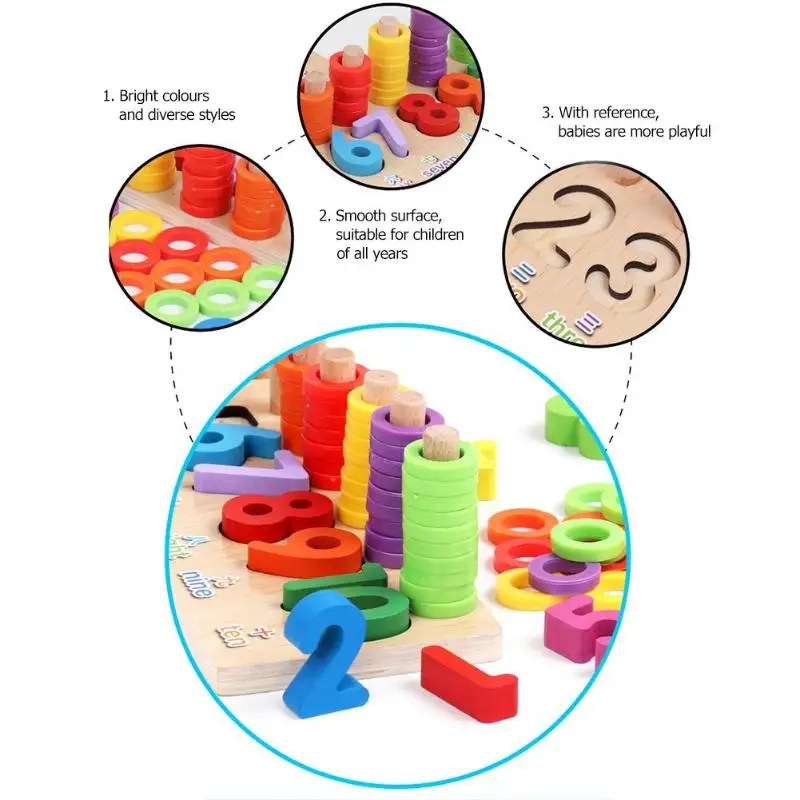  Wooden Montessori Toys Count Numbers Matching Wooden Toy Digital Early Learning Education Teaching  - 32960842485