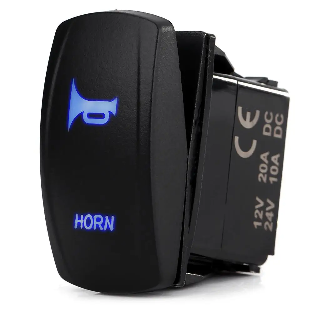 

12V-24V 3 Pin Horn On-Off Rocker Toggle Switch for Car Caravan RV Boat Marine Car Rocker Switch Blue LED