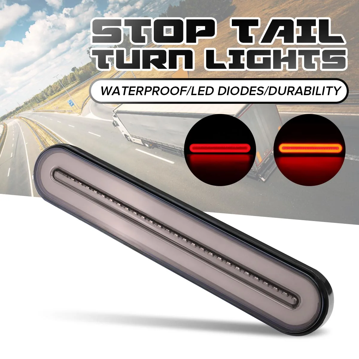 

4pcs IP67 Waterproof LED Trailer Truck Brake Light Dynamic Tail & Brake Stop Turn Light Sequential Flowing Signal Indicator Lamp