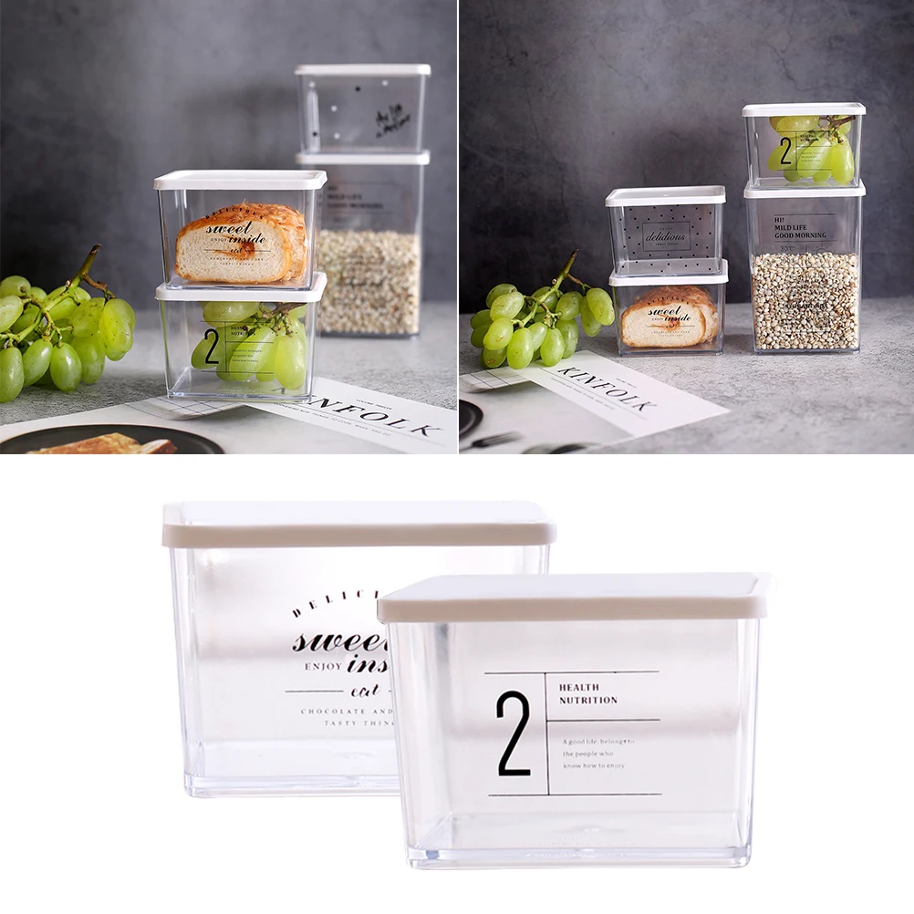 

2pcs Europe Style Kitchen Sealed Crisper Refrigerator Storage Boxes Rectangular Food Container for Fruit Meat Cereal