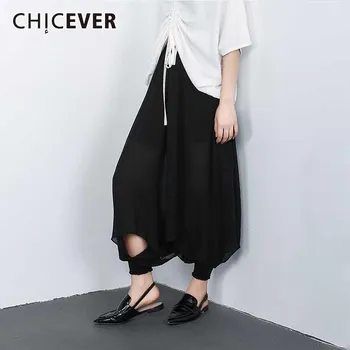 

CHICEVER Trousers For Women Pants High Waist Perspective Chiffon Cross Pants Women's Clothing Of Large Sizes Hip Hop Fashion New