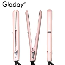 Gladay Портативный 1 дюймов выпрямитель для волос утюжок с керамическим покрытием плоский утюжок 2 в 1 утюжок для выпрямления волос и щипцы для завивки