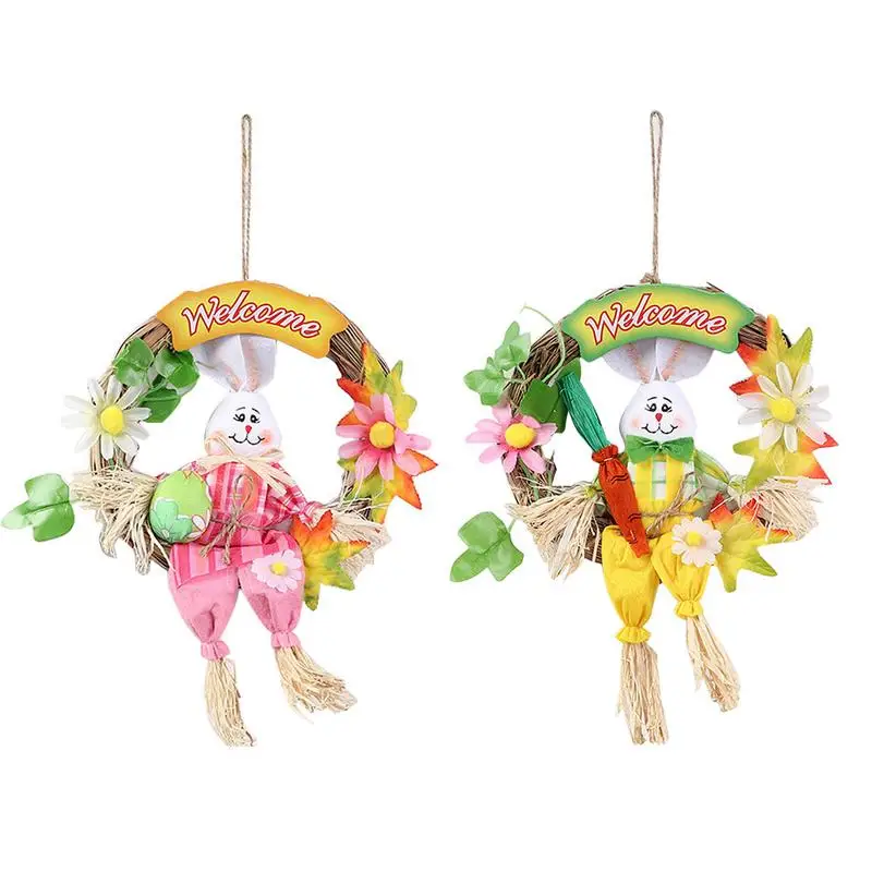 Easter Bunny Wreath Scarecrow Pendent Home Decoration Wall