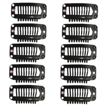 Лидер продаж, 10 шт., накладные волосы, защелкивающиеся зажимы, Грипсы для париков, средний Реми, зажим, 32 мм, черный инструмент для укладки