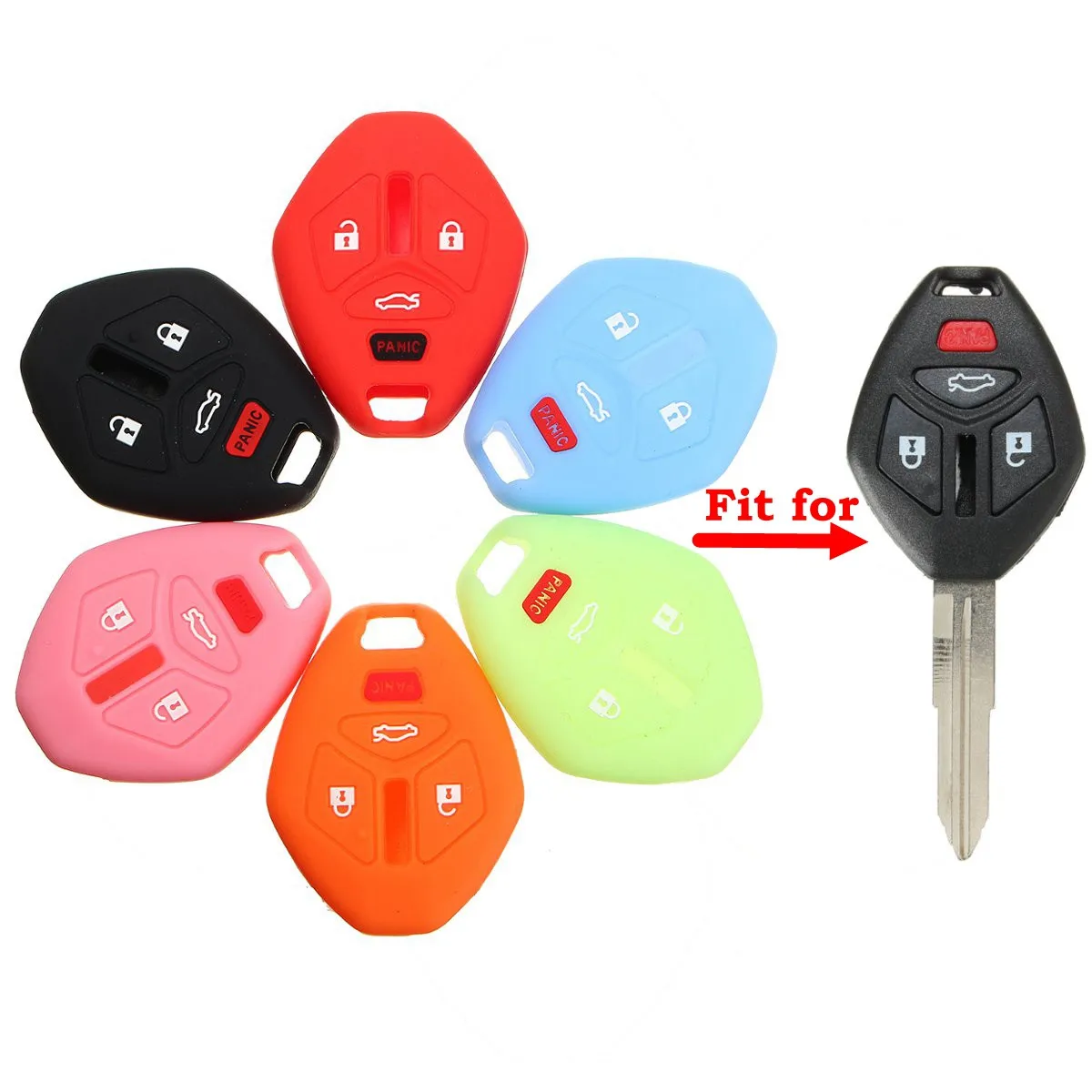 

6 Color Silicone 4 Button Remote Key Fob Case Cover For MITSUBISHI /Eclipse / Galant /Lancer