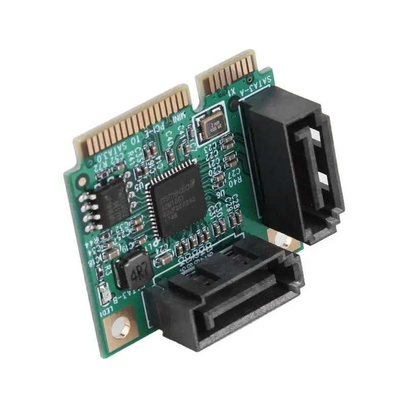 2 puertos añadir Tarjetas Mini PCI-E PCI Express a Cable SATA 3,0 convertidor Tarjeta de extensión de disco duro componentes de ordenador de alta velocidad