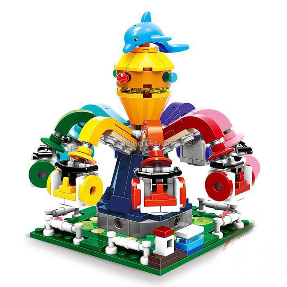 

hot LegoINGlys city mini Street view Playground Rotating Eight claws octopus Building Blocks model brick toys for children gift