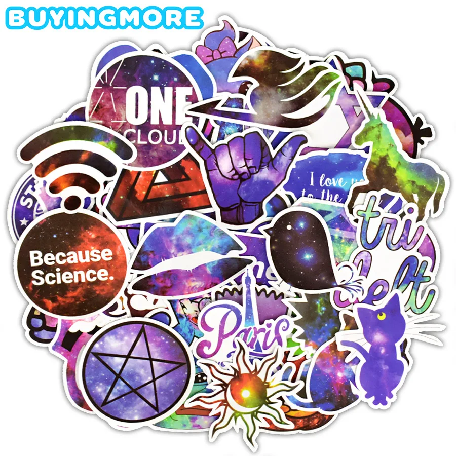 

50 PCS Galaxy Stickers Cartoon Waterproof Sticker for Laptop Skateboard Luggage Guitar Bicycle Car-Styling Kid Toy Decal Sticker