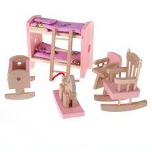 1:12 весы кукольный дом мебель деревянная миниатюрная детская комната кроватка стул кровать Дети подарок ролевые игры игрушки розовый