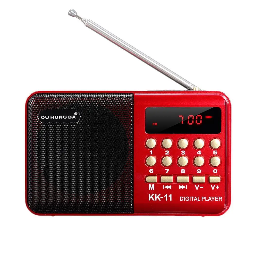 

Mini Portable Radio Handheld Digital FM USB TF MP3 Player Speaker Rechargeable