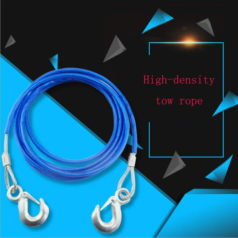 

High Quality Tow Ropes 4M 5 Tons Wire Cable High Strength Safety Hook Steel Wire Trailer Car Emergency Towing Rope