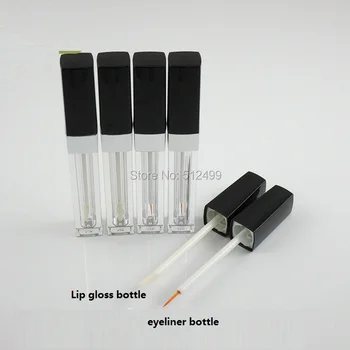 

10/30/50pcs top grade 3.5ml Empty Makeup DIY square tube eyeliner bottle/lip gloss bottle silver Refillable Bottles tube