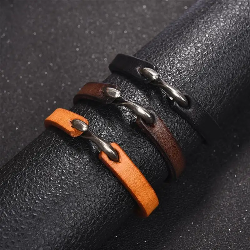 Черный/коричневый натуральная кожаный мужской браслет браслеты мужские ювелирные изделия 20 см/18,5 см