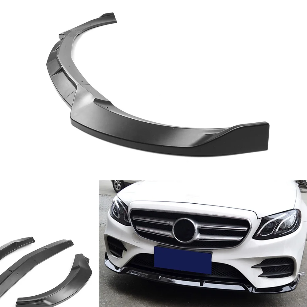 

W213 E class 2017 2018 Front Bumper Lip Cover Protector Trims For Mercedes Benz Sport Version Auto Accessories Matt Black ABS