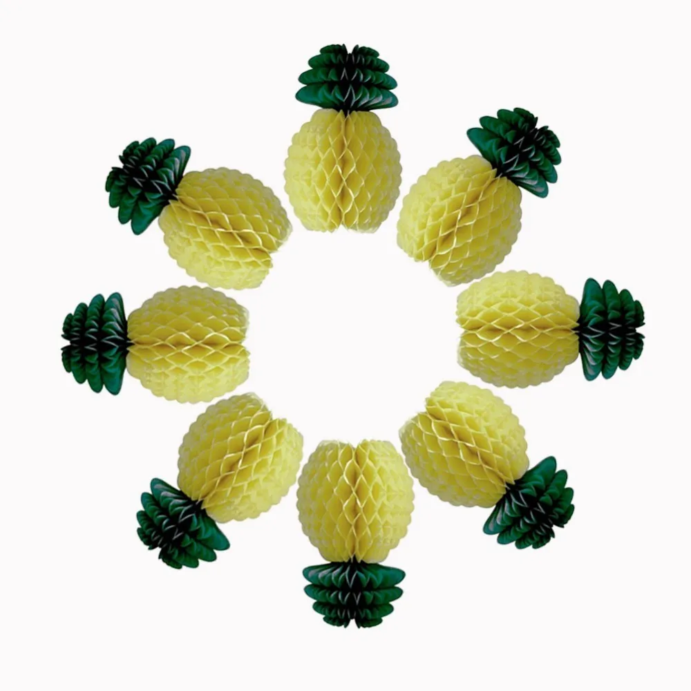 

5pcs Hawaiian Party Summer Decoration Honeycomb Pineapple Garland Table Centerpiece Luau Tropical Beach Pool Theme Party Decor