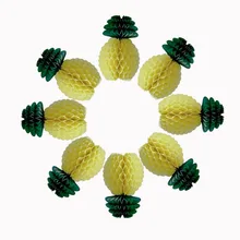 5pcs Hawaiian Party Summer Decoration Honeycomb Pineapple Garland Table Centerpiece Luau Tropical Beach Pool Theme Party Decor