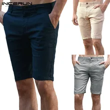 INCERUN модные мужские шорты на пуговицах, однотонные хлопковые шорты в уличном стиле для мужчин, фитнес-джоггеры, повседневные штаны, мужские летние