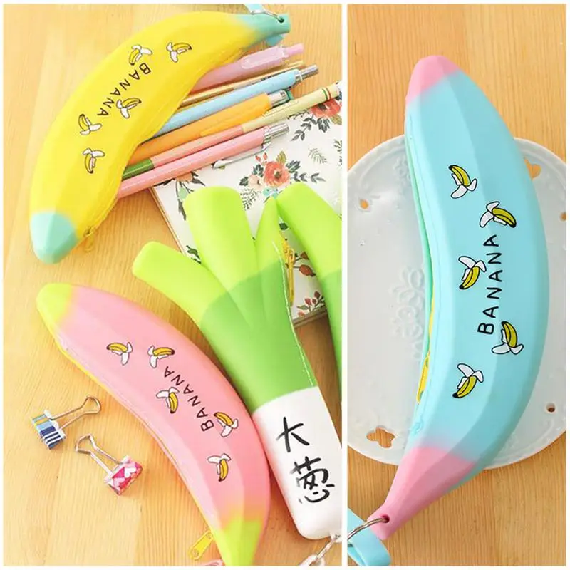 

Simple Creative Super Meng Silicone Large Capacity Banana Onion Student Pen Bag 0 Wallet Gift For Student Kids Children Office