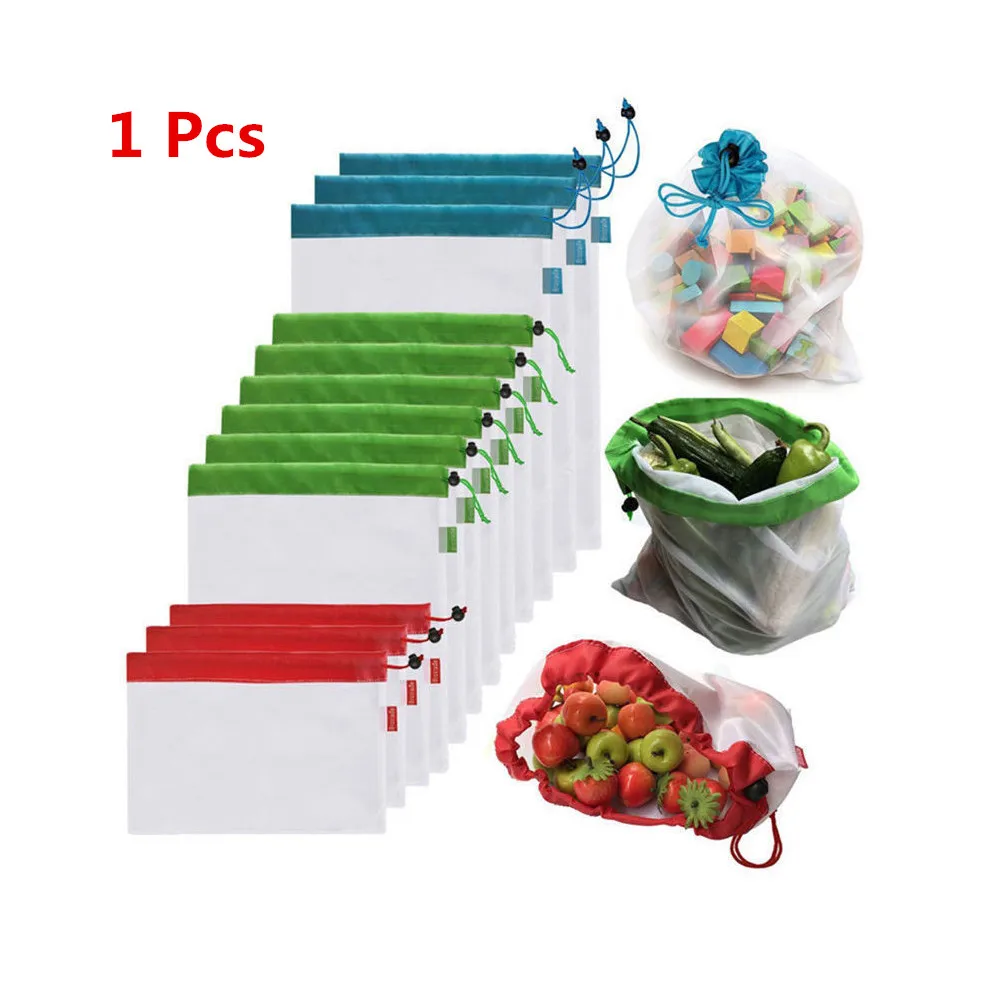 

1 Pcs S/M/L Size Reusable Mesh Produce Washable Eco Friendly Bags for Grocery Shopping Storage Fruit Vegetable Toys Sundries