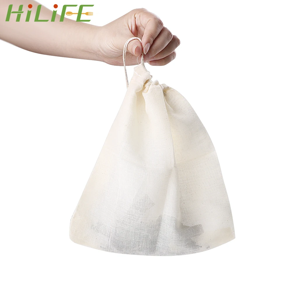 

HILIFE Medicine Filter Bag Cotton Drawstring Strainer Soup Bag Tea Bag Reusable Kitchen Accessories 20*23cm Multifunctional