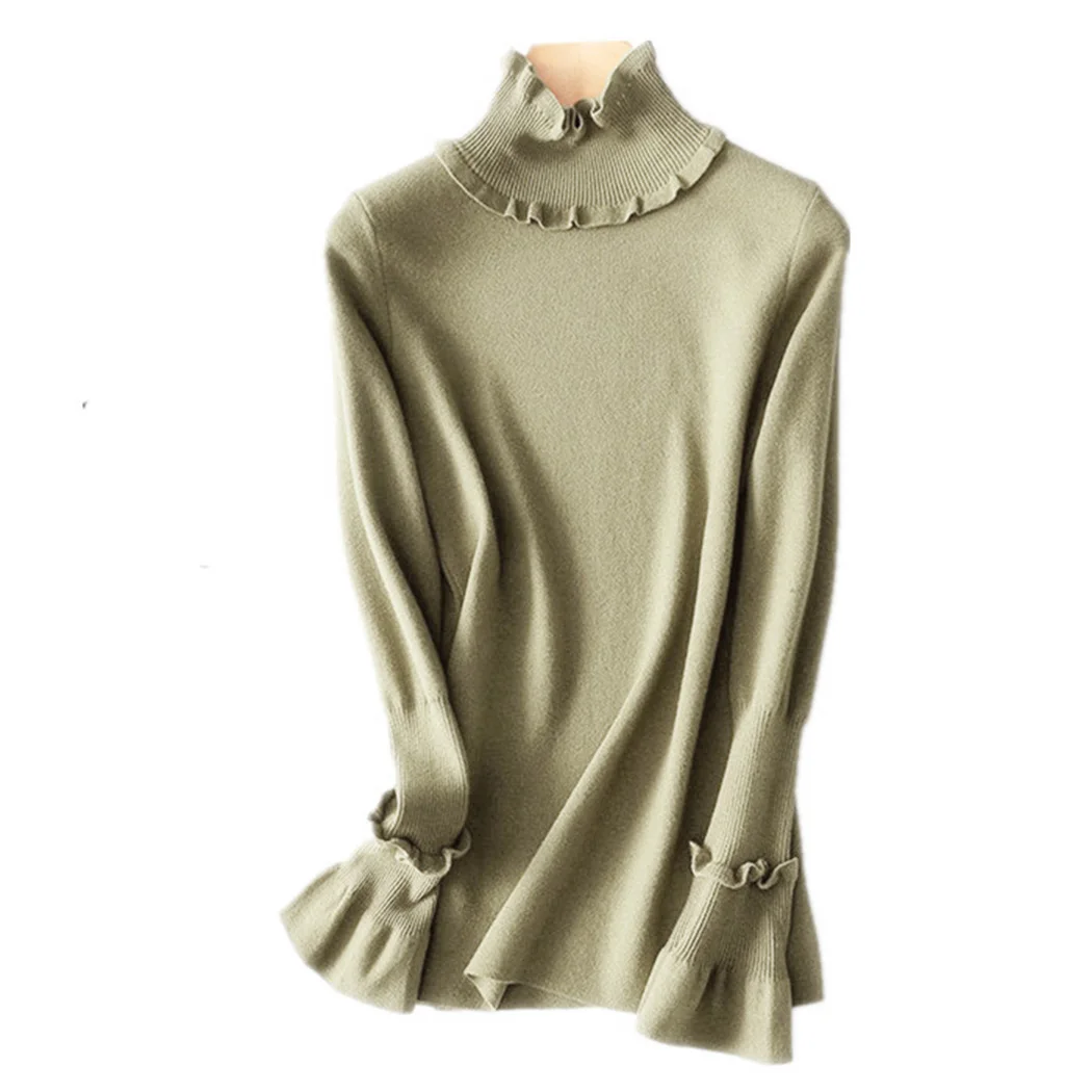 13 Styles Korean Sweaters Women Turtleneck Ruffle Slim Fit Pullover Fashon Long Sleeve Knitted Jumper Winter Spring Solid Tops | Женская