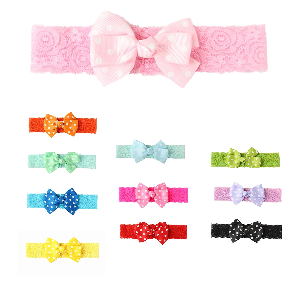 Children's baby girl headband children's hair bands Bowknot Elastic Force Dotted Ribbon Hairband
