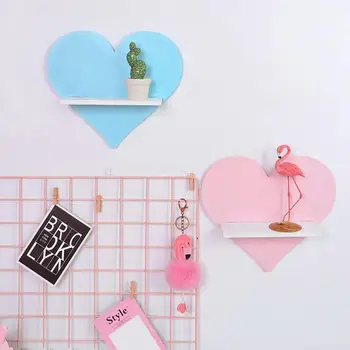 

Children's Shelf Room Racks Concise Style Innovative Wooden Love Shaped Wall Decoration Holder Photography Photo Props