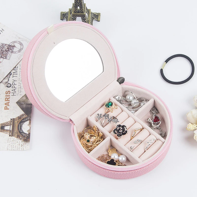 Fashion Women Makeup Organizer Travel Jewelry Box Girl Beauty Necklace Earring Stud Collection Case With Mirror Gear Accessories Fashion Women Makeup Organizer Travel Jewelry Box Girl Beauty Necklace Earring Stud Collection Case With Mirror Gear Accessories