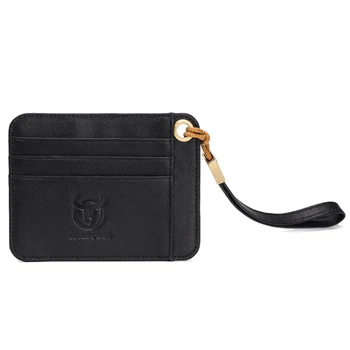 

BULLCAPTAIN Genuine Leather Card Holder Credit Cart Wallet Mini Slim Wallet Card Case Unisex Business ID Holders Coin Credit