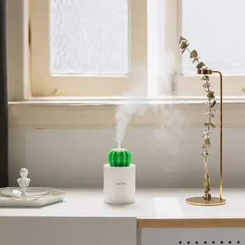 

280mL Cactus Timing Air Humidifier USB Aromatherapy Diffuser Aroma Mist Maker Home Bedroom Desktop Night Light