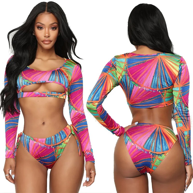 

Swimsuit Sexy Cutout Big Tits Long-Sleeve High Waist Split Bikini Swimsuit