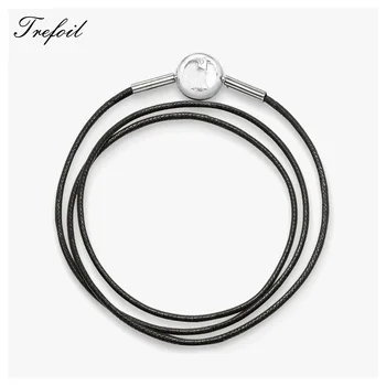 

Waxed Cotton Chain Karma Necklace,925 Sterling Silver Jewelry European Trendy Gift For Men Boy Women Girls Collana Donna