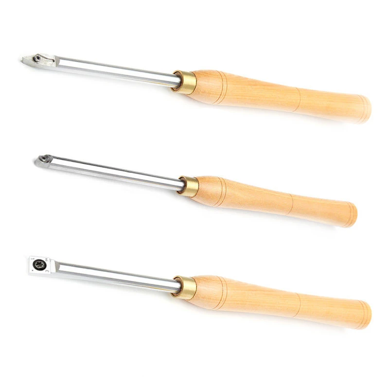 

1pcs Hand-held Wood Handle Turning Carbide Cutter Straight Wood Handle Round/Square/Diamond Tip Woodworking Turning Tool