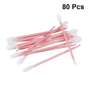 

80pcs Double Head Cotton Swabs Ear Clean Tools Makeup Cotton Tip Supplies with a Round Box