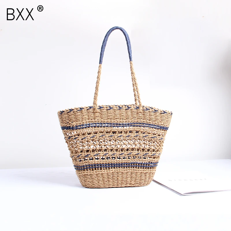 

[BXX] Women Single Shoulder Crossbody Bag All-match 2020 Summer Beach Hollow Out Straw Weaving Package Large Capacity Bag HE786