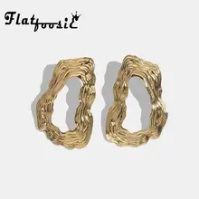 Модные геометрические металлические серьги-гвоздики для женщин, винтажные панковские массивные серьги золотистого цвета, женские минималистичные ювелирные изделия