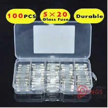 Маленький Предохранитель 5*20 мм Быстрый Удар Стекло Предохранитель Ассортимент Комплект, 0.2A-15A 250v* 100 шт