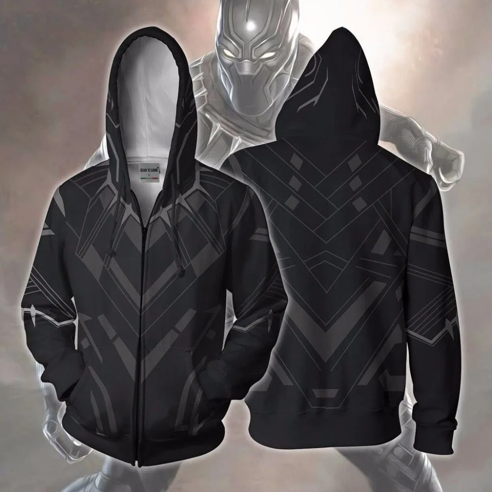 

2019 new Men Hooded Civil War Black Panther 3D Printed Civil War Black Panther Hoodies zipper hoodie hooded hip hop tops