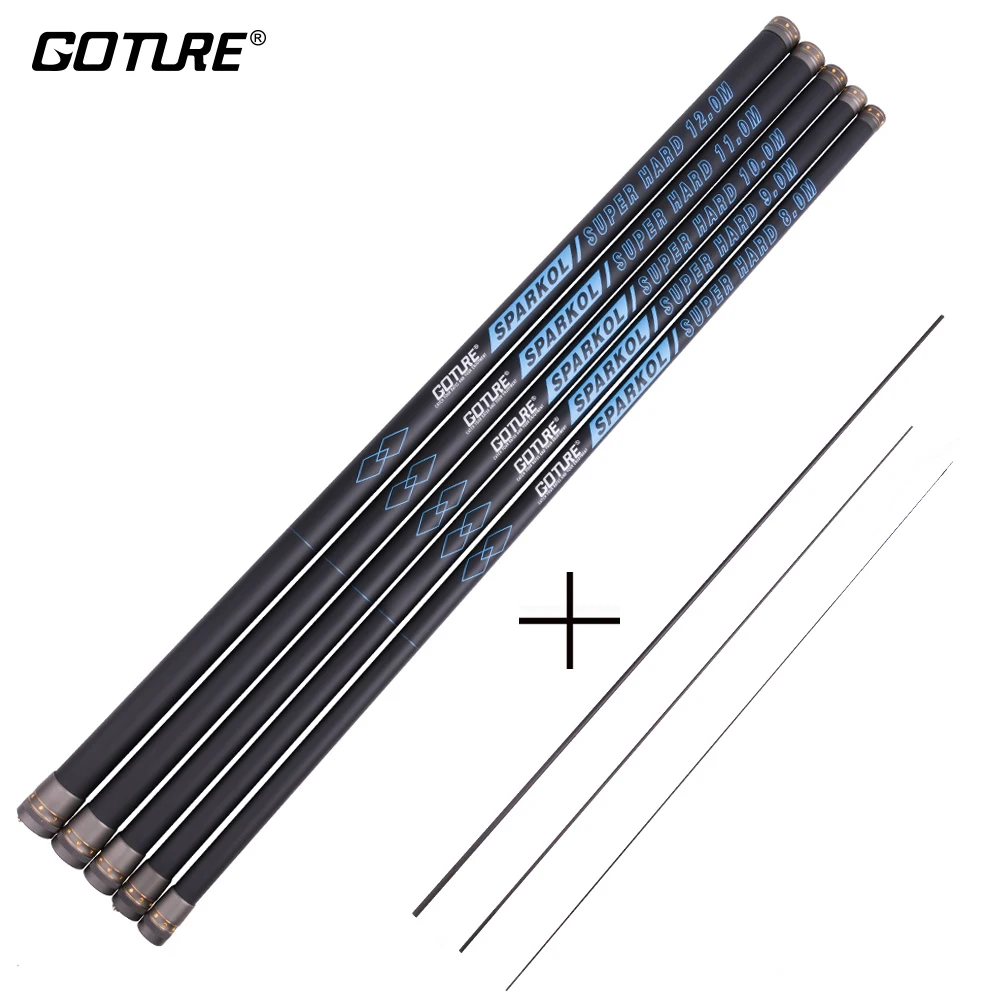 

Goture SPARKOL Telescopic Fishing Rod Carbon Fiber 8M 9M 10M 11M 12M Superhard 2/8 Freshwater Fishing Pole Rod for Carp Fishing