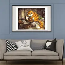 3D DIY кошка абстрактная цифровая картина маслом по номерам Европа Стиль животное картинка на холсте на стену Картина Настенная Декорация голова оленя подарок