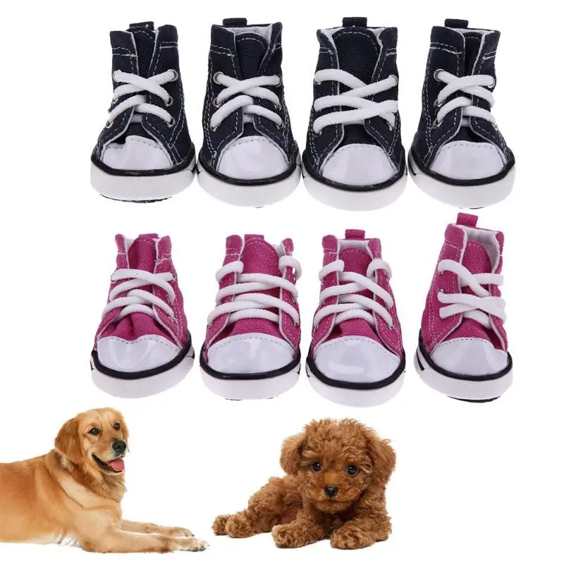 

4pcs/lot Denim Pet Dog Shoes Anti-slip Waterproof Sporty Sneakers Booties Thick Warm For Small Cats Dogs Puppy Dog Socks Booties