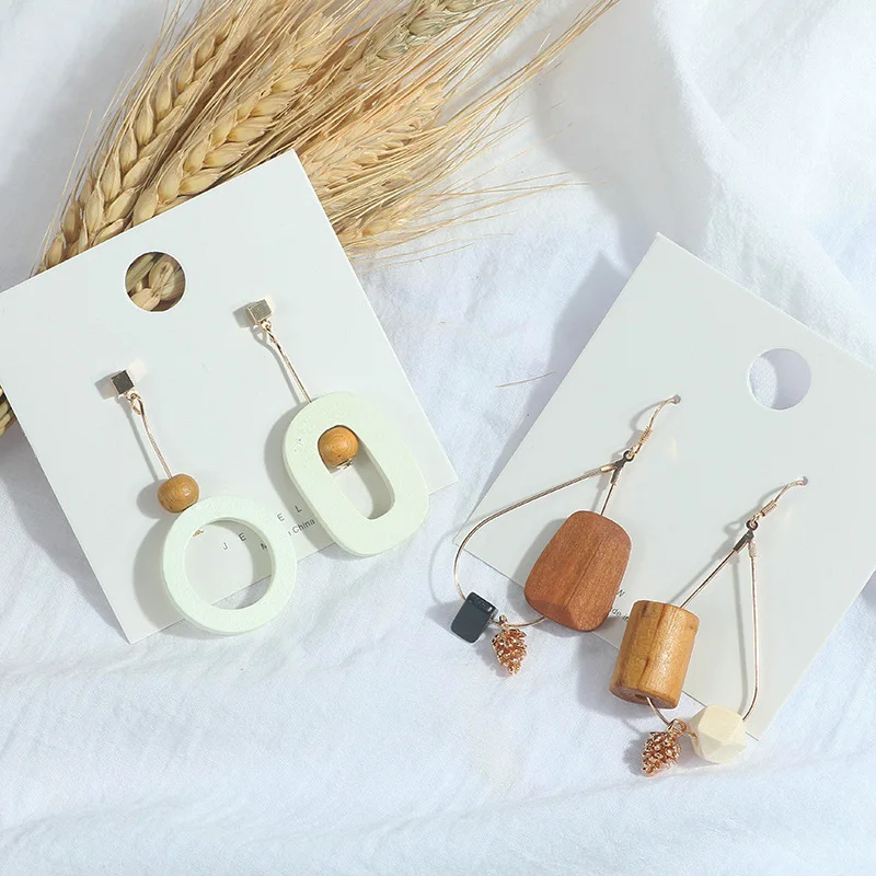 

Vintage Wood Drop Earrings Party Circle Long Earrings Geometric Women Fashion Earring Hanging Fashion Trend Jewelry Wholesale