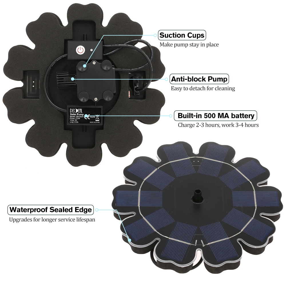 Солнечный фонтанный насос 2,5 Вт в форме цветка отдельно стоящий плавающий Бесщеточный Водяной насос для птичьей ванны сада пруда украшения бассейна