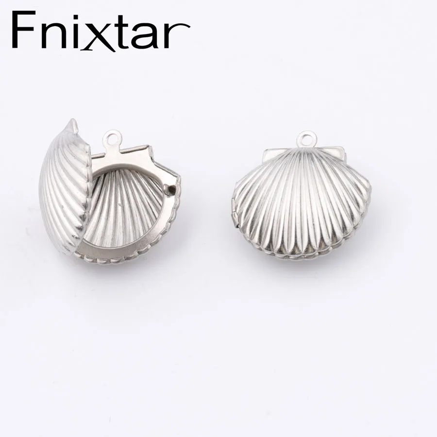 

Fnixtar Stanless Steel Vintage Sea Shell Album Box Pendant Photo Frame Locket Pendant Charms for DIY Memory Necklace 20Pcs/Lot