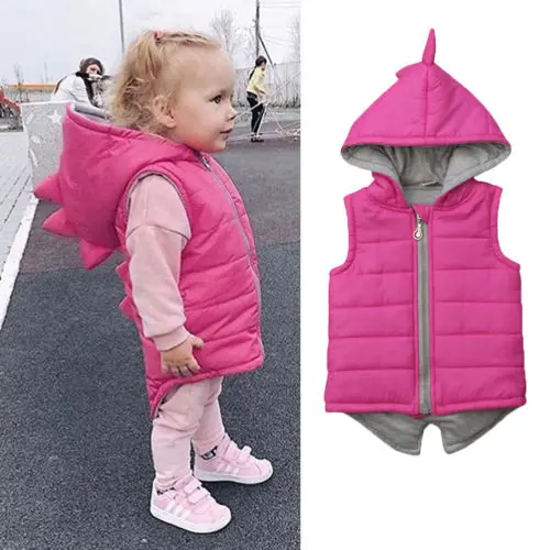Newborn Infant Baby Girls Winter Warm Dinosaur Hooded Coat Kids Jacket Outerwear