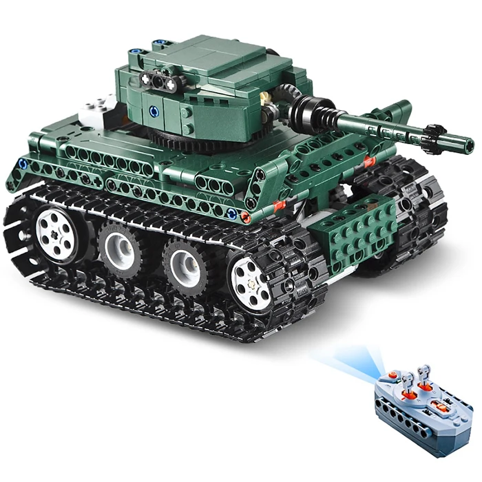 

CaDA C51018 DIY RC Tank Puzzle Blocks Strong Power RC Crawler Tank Anti-Interference Wireless Remote Control Tank Toy For Kids