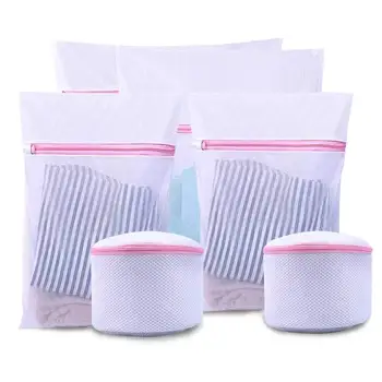 

[Lot of 6] Linen Net - Pink Wash Bag with Zipper-Super / Closure