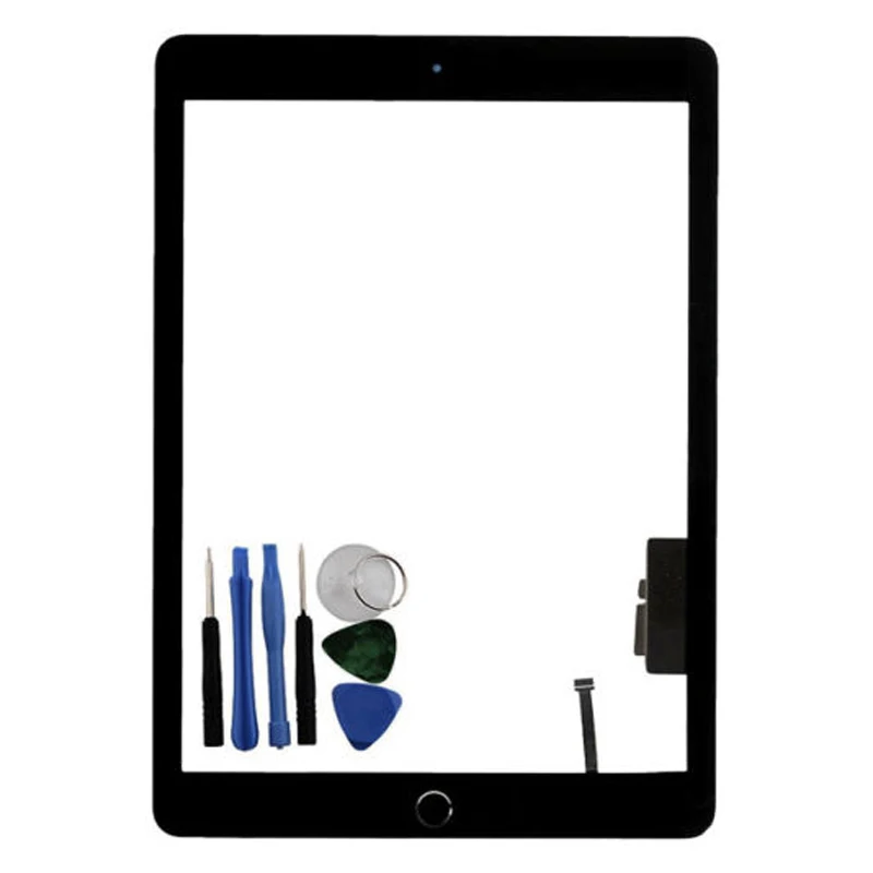 Для Ipad 5 Gen A1822 A1823 нажмите экран дигитайзер стекло кнопка домой черный + инструмент